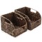 Casafield Set of 2 Water Hyacinth Pantry Baskets with Handles, Woven Storage Bin Organizers for Kitchen Shelves, Medium and Large Sizes